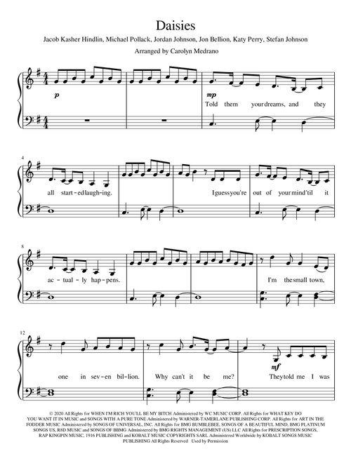 Daisies (Arr. Carolyn Medrano) - Katy Perry (Piano Solo)