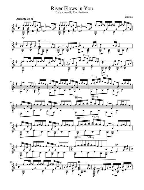 River Flows in You (guitarra clásica G-dur)