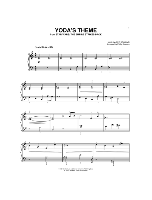 Yoda's Theme (from Star Wars: The Empire Strikes Back) (arr. Phillip Keveren) - John Williams (Big Note Piano)