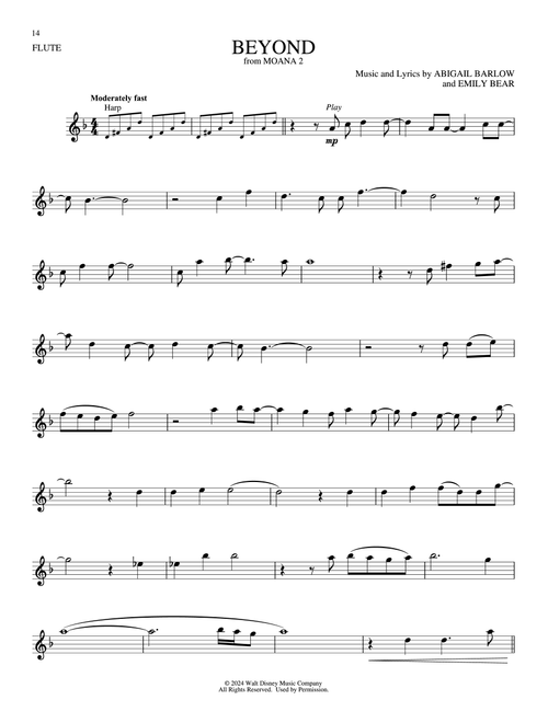 Beyond (from Moana 2) - Abigail Barlow & Emily Bear, Abigail Barlow, Emily Bear (Flute Solo)