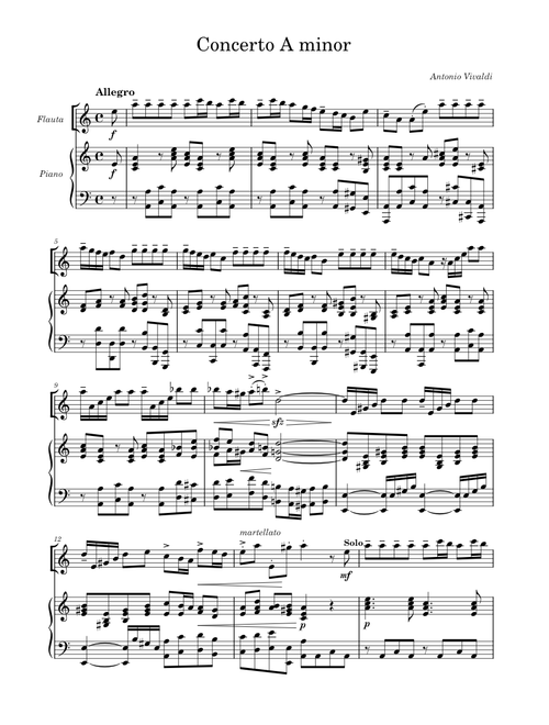 Violin Concerto in A minor - Vivaldi (Flute)