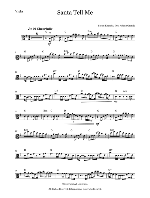 Santa Tell Me (Arr. Music Ad Lib) - Ariana Grande (Viola Solo)