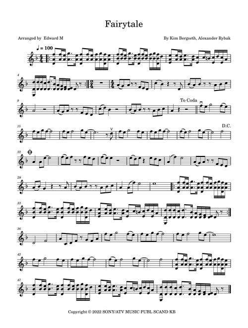 Fairytale (Arr. Edward M) - Alexander Rybak (Violin Solo)
