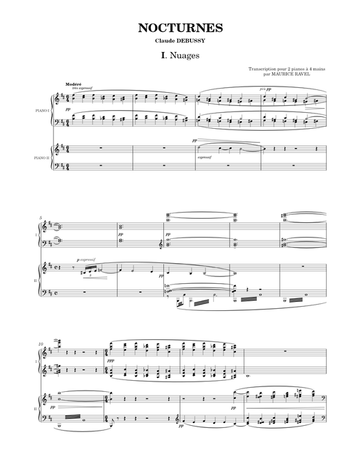 Debussy/Ravel - Trois Nocturnes (piano 4 hands) : 1. Nuages