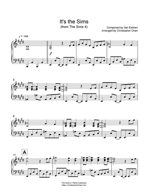 It's The Sims (Arr. Christopher Chan) - Ilan Eshkeri (Piano Solo)
