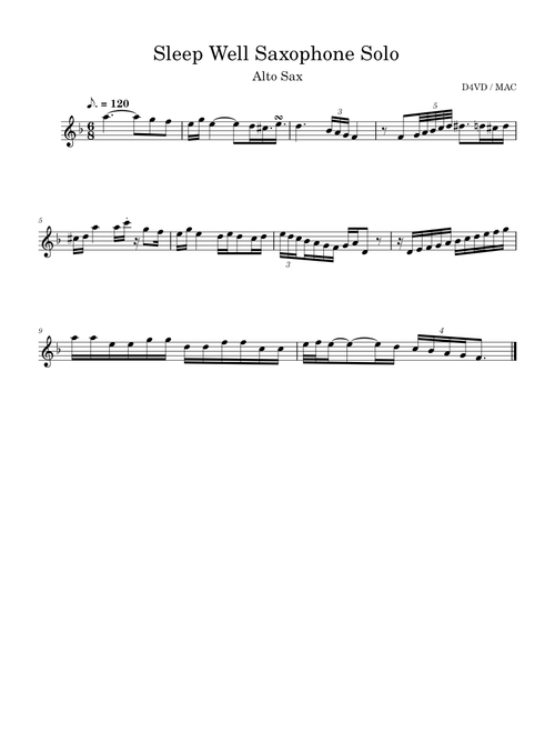 Sleep Well by d4vd (Alto Saxophone Solo)