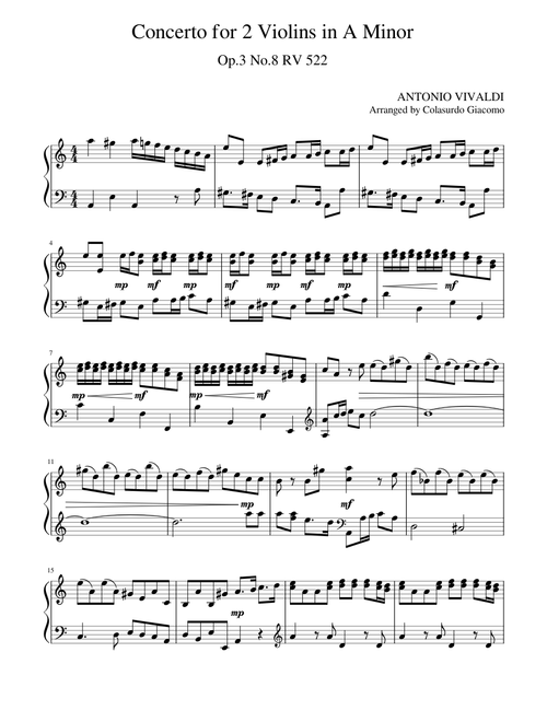 Estro Armonico - Concerto for 2 Violins in A Minor Op.3 No.8 RV522