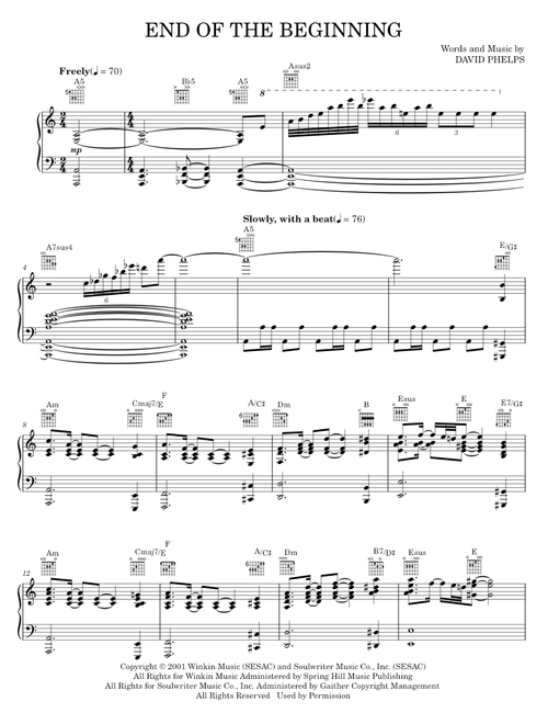 End of the beginning - David Phelps (Piano-Vocal-Guitar)