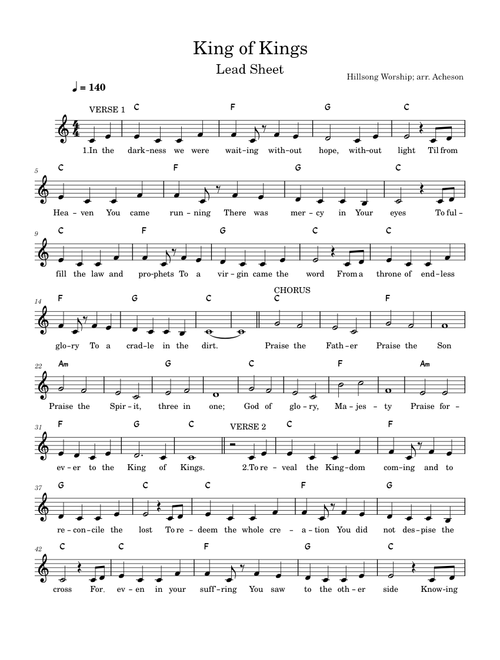 King of Kings (Hillsong Worship) - LEAD SHEET