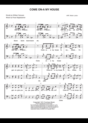 Come On-A My House (Lead sheet with lyrics ) Sheet Music with