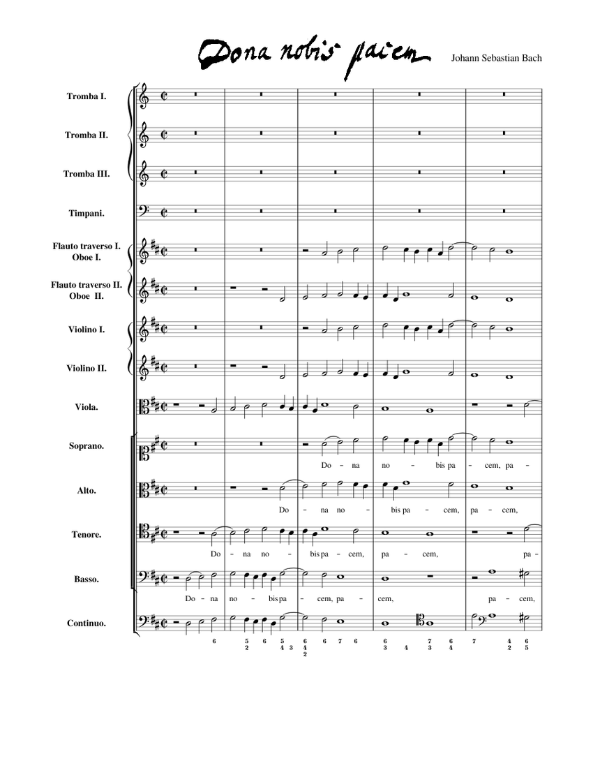 J s bach mass in b minor bwv 232 iv dona nobis pacem sheet music for