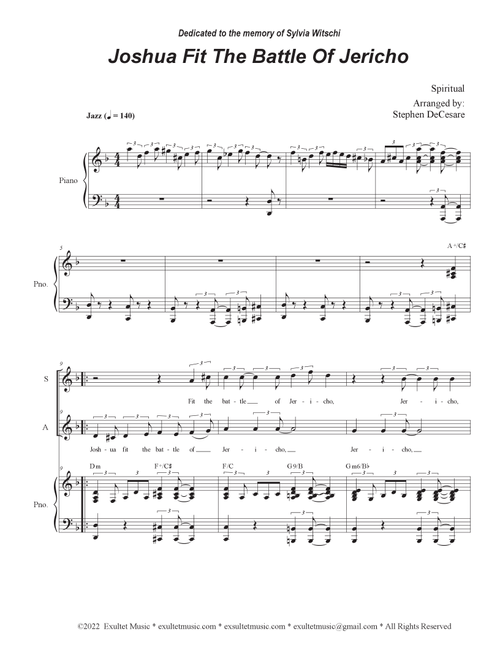 Joshua Fit The Battle of Jericho (Duet for Soprano and Alto solo) (Arr. Stephen DeCesare) - Mahalia Jackson (Voice Duet and Piano)