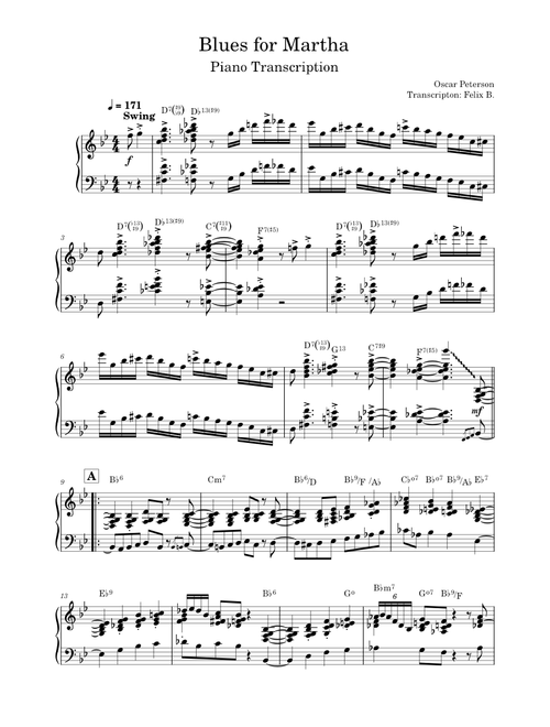 Blues for Martha – Oscar Peterson