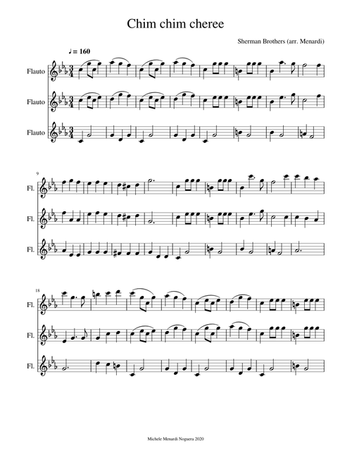 Chim chim cheree (Mary Poppins) for flute trio