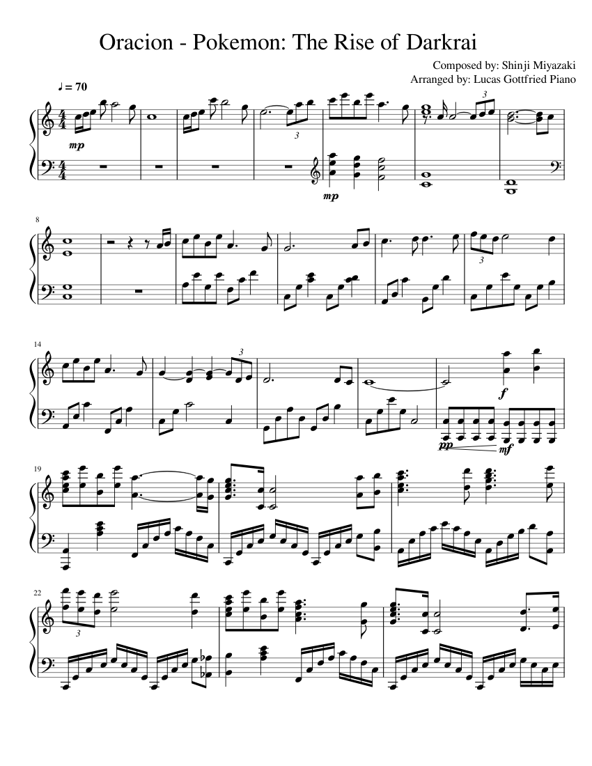 Regreso verbo Derecho Oracion - Pokemon: The Rise of Darkrai Sheet music for Piano (Solo) |  Musescore.com