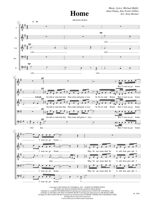 Home (Arr. Jetse Bremer) - Blake Shelton (Choral, Mixed)
