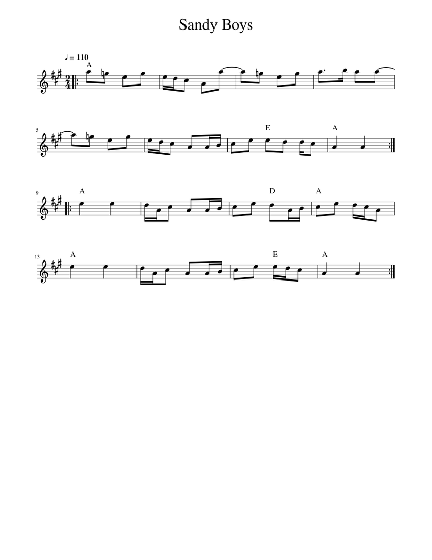 Sandy Boys Sheet Music with Chords for Piano (Solo) easy | MuseScore.com