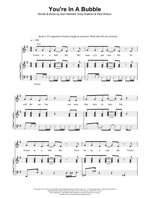 You're In A Bubble - Geri Halliwell (Piano-Vocal-Guitar (Piano Accompaniment))