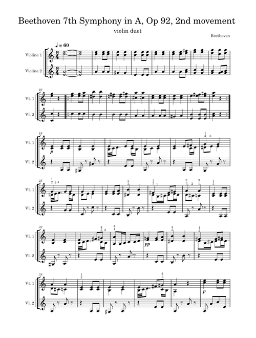 Allegretto (Symphony No. 7, 2nd movement) Op. 92 #2 – Ludwig van Beethoven