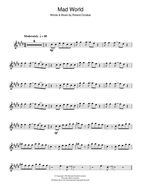 Mad World - Tears For Fears (Alto Sax Solo)