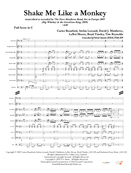 Shake Me Like A Monkey (Arr. Patrick Sheehan) - Dave Matthews Band (Large Ensemble)