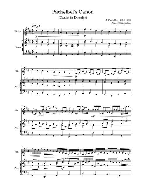 Pachelbel's cannon (Cannon in D)