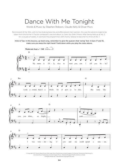 Dance With Me Tonight - Olly Murs (Really Easy Piano)