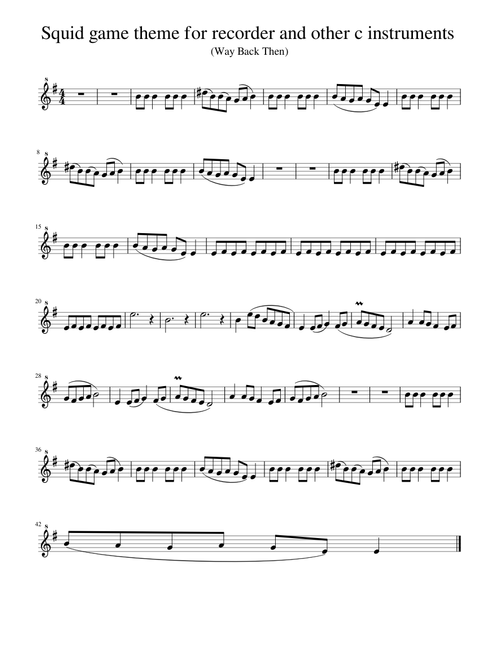 Squid Game - Way Back Then – Jung Jaeil Squid Game theme for recorder