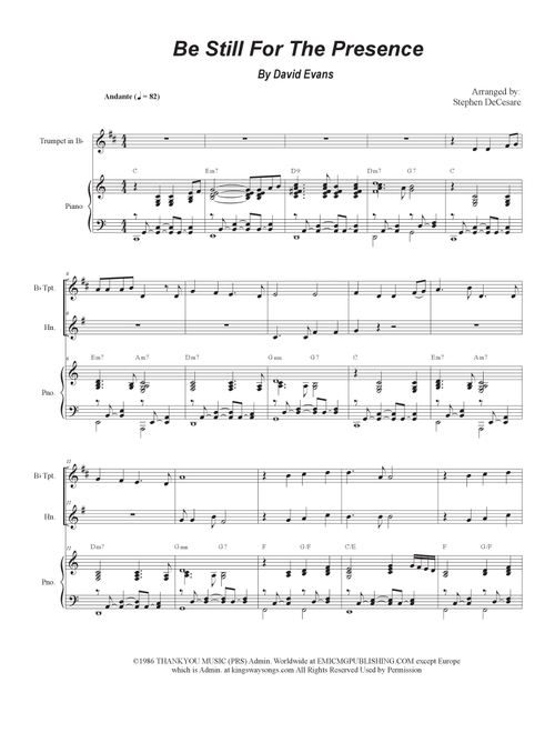 Be Still For The Presence (Arr. Stephen DeCesare) - David Evans (Instrumental Duet and Piano)