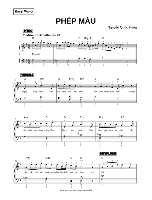 PHÉP MÀU - Nguyễn Quốc Hùng (Easy Piano)
