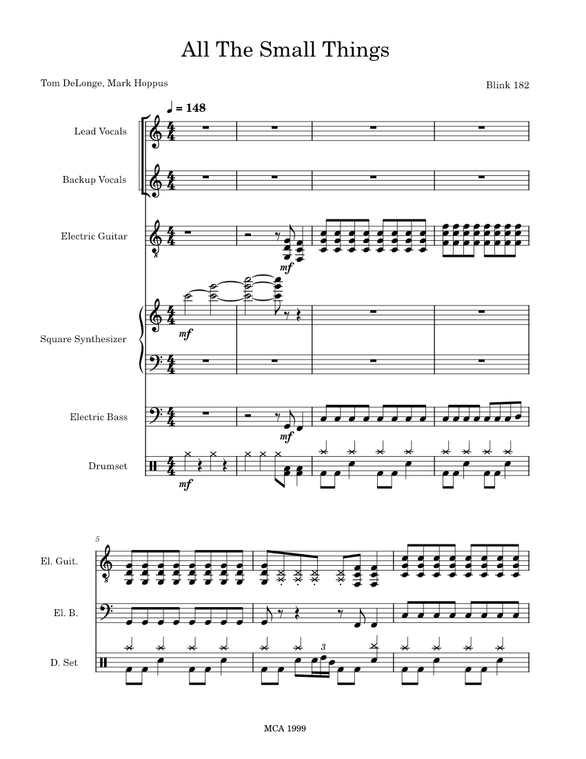 All the small things – Blink-182 Sheet Music for Vocals, Guitar