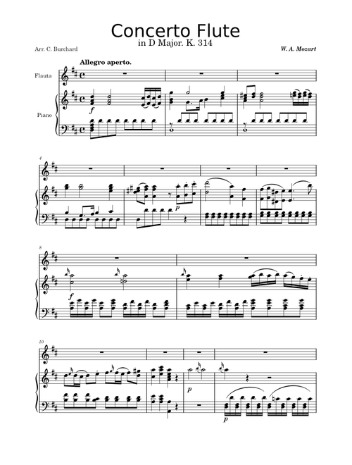 Concerto Flute In D Major, K.314 - Mozart (Full)
