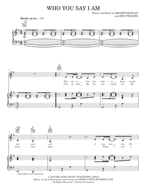 Who you say i am - Hillsong Worship (Piano-Vocal-Guitar)