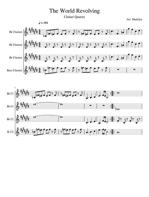 THE WORLD REVOLVING – Clarinet Quartet