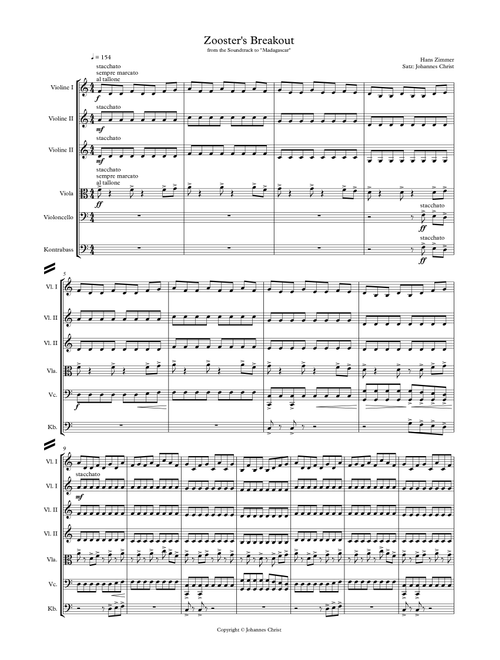 Zoosters Breakout (Arr. Johannes Christ) - Hans Zimmer (String Ensemble)