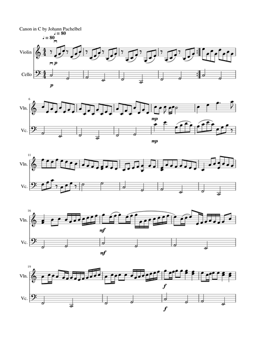 Canon in C by Johann Pachelbel