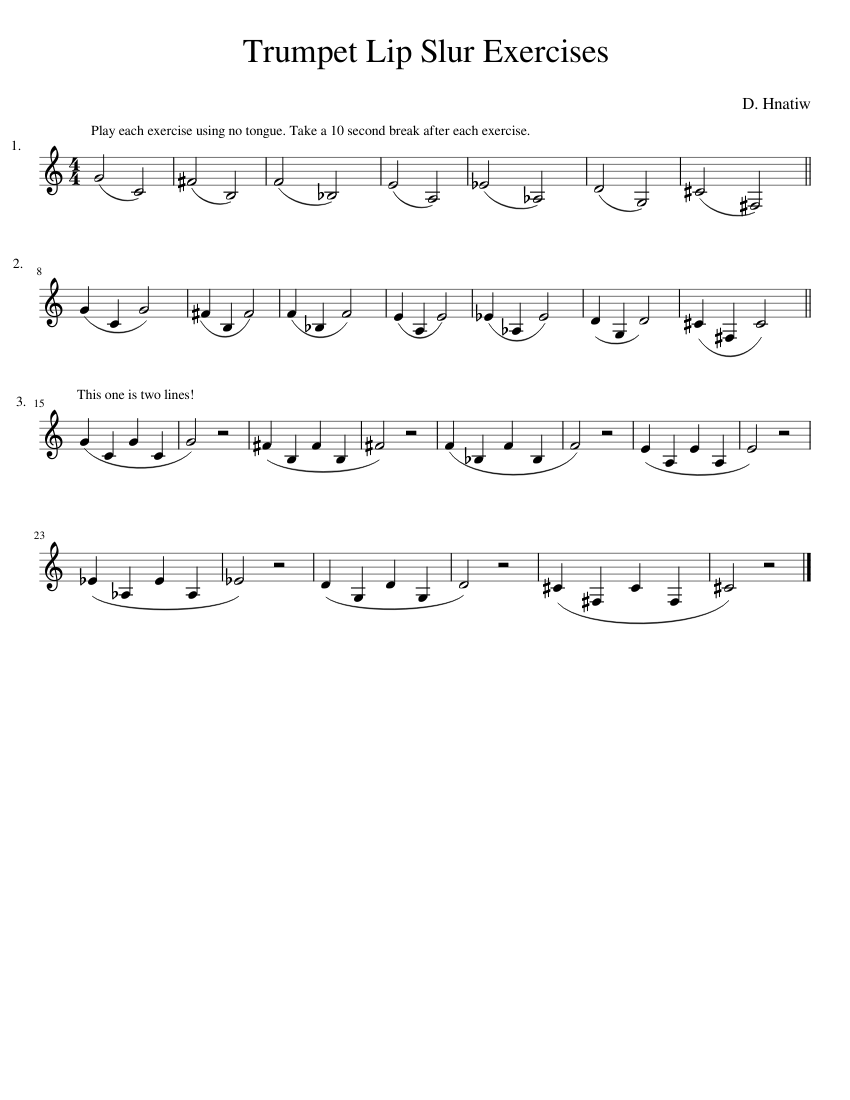 Trumpet_Lip_Slur_Exercises Sheet music for Trumpet in bflat (Solo