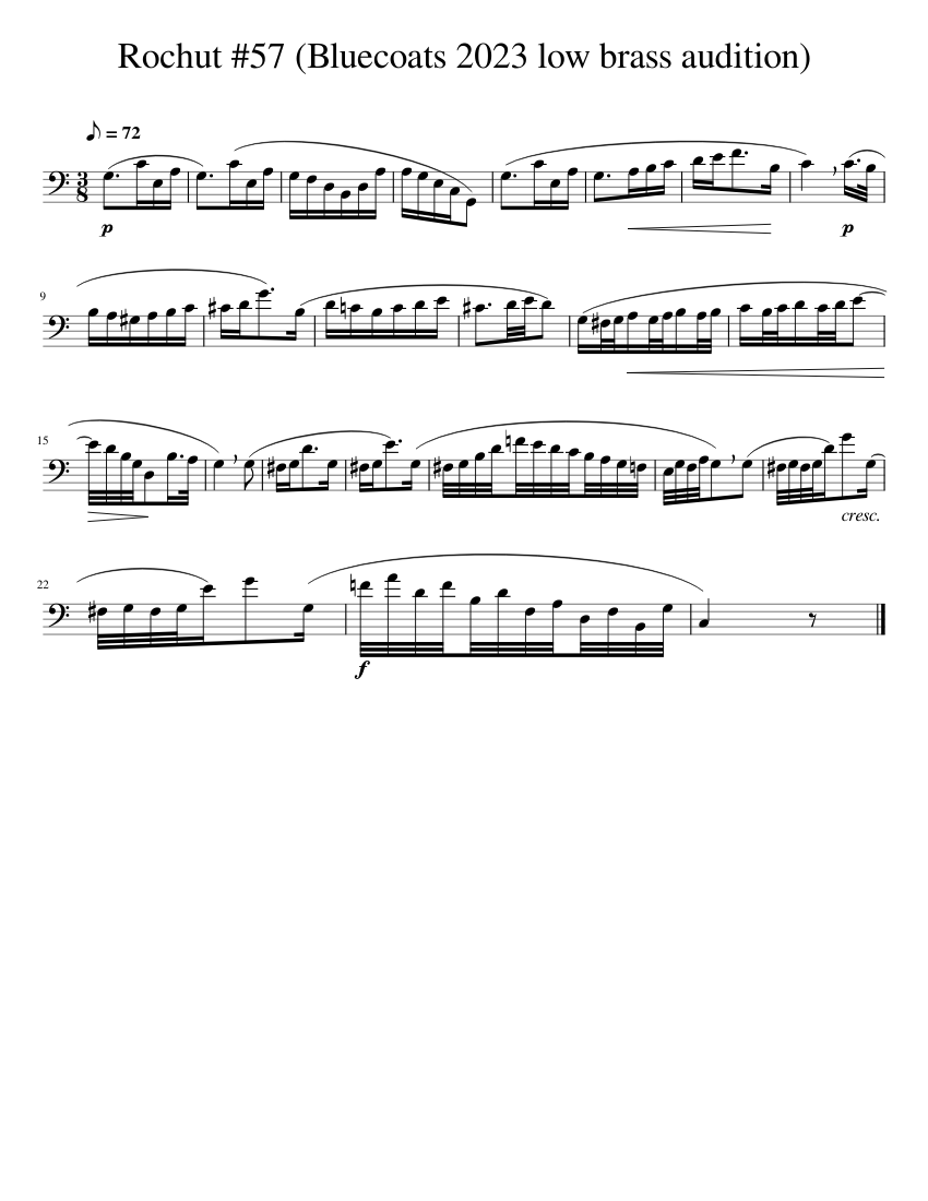 Rochut_57_(Bluecoats_2023_low_brass_audition) Sheet music for Baritone