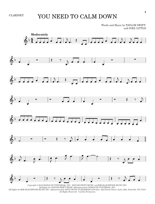 You Need To Calm Down - Taylor Swift (Clarinet Solo)