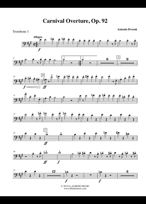 Dvořák Carnival Overture, Op.92. Orchestra Part - Violin II Sheet