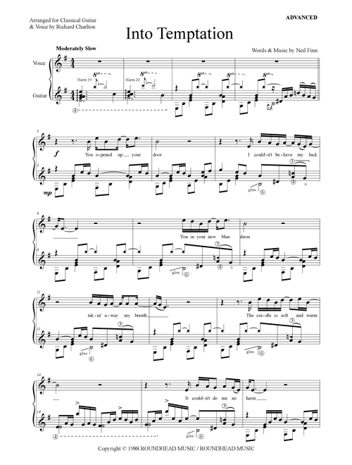 Into Temptation (Arr. Richard Charlton) - Crowded House (Piano-Vocal-Guitar (Piano Accompaniment))