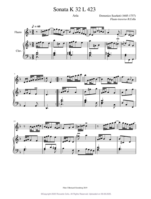 D. Scarlatti Sonata K32 L423 with added flute part