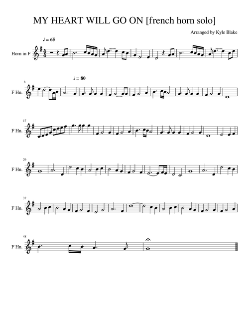 Titanic: MY HEART WILL GO ON [french horn solo]