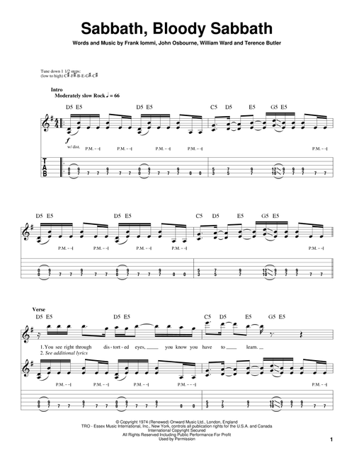 Sabbath, Bloody Sabbath - Black Sabbath, Ozzy Osbourne (Guitar Tab Play-Along)
