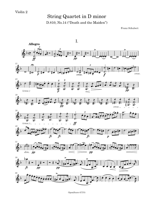 Schubert, Franz - String Quartet in D minor, D.810, No.14, “Death