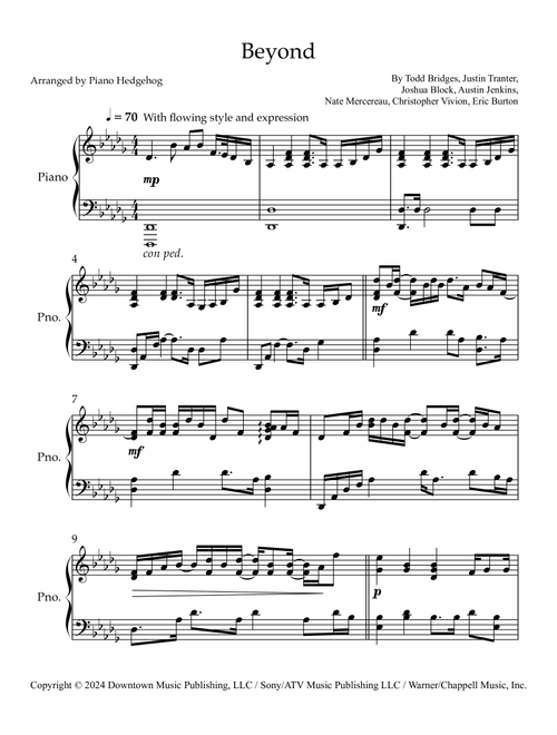 Beyond (Arr. Piano Hedgehog) - Leon Bridges (Piano Solo)