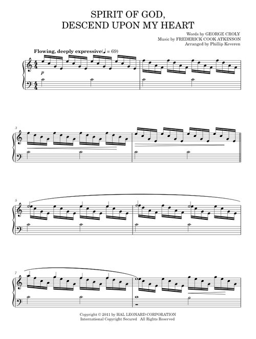 Spirit Of God, Descend Upon My Heart [Classical version] (arr. Phillip Keveren) - George Croly (Piano Solo)