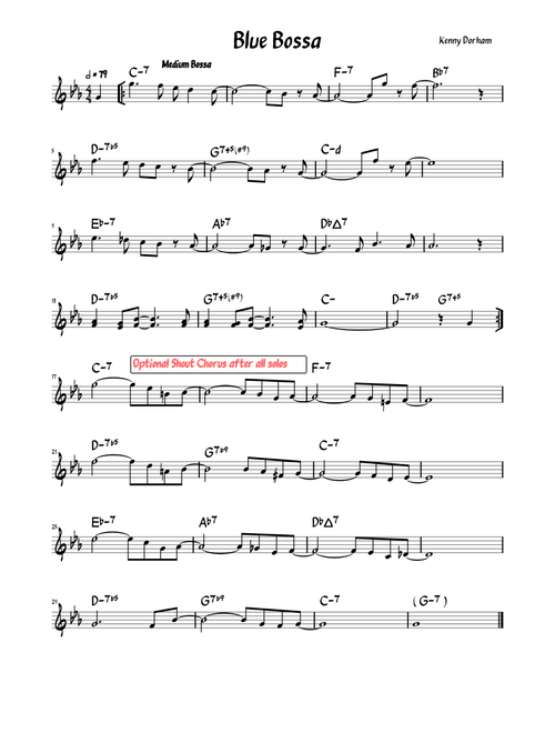 Blue Bossa (Lead sheet)