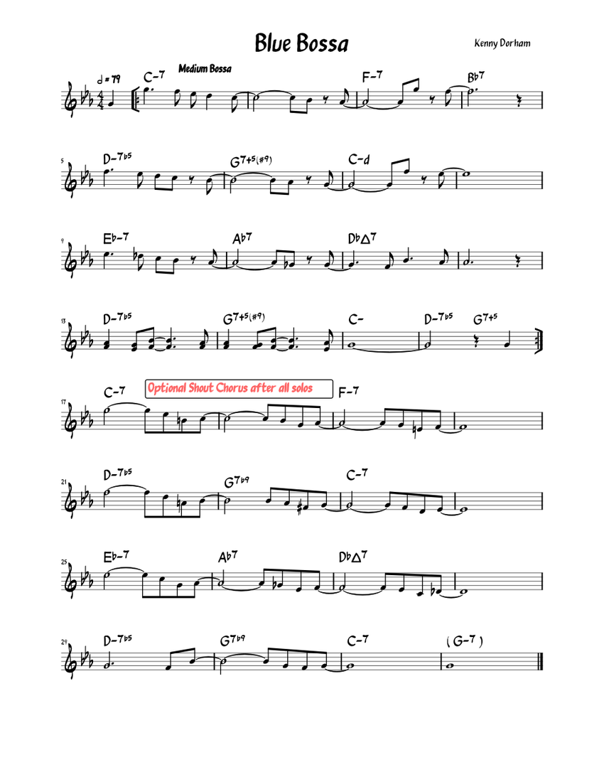 Blue Bossa (Lead sheet) Sheet music for Piano (Solo) | Musescore.com