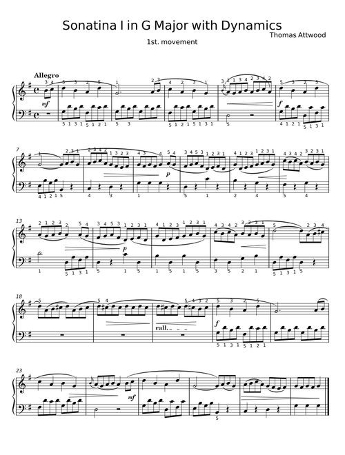 Sonatina No. 1 In G Major – Thomas Attwood